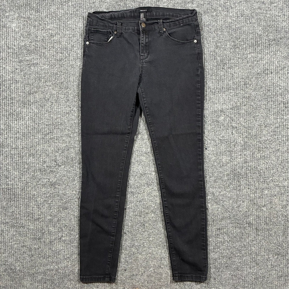 Forever 21 Womens Skinny Jeans Size 28 Black Denim Low Rise Stretch Slim Casual
